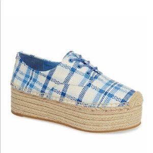 Tory Burch Florence Blue Check Platform Espadrille